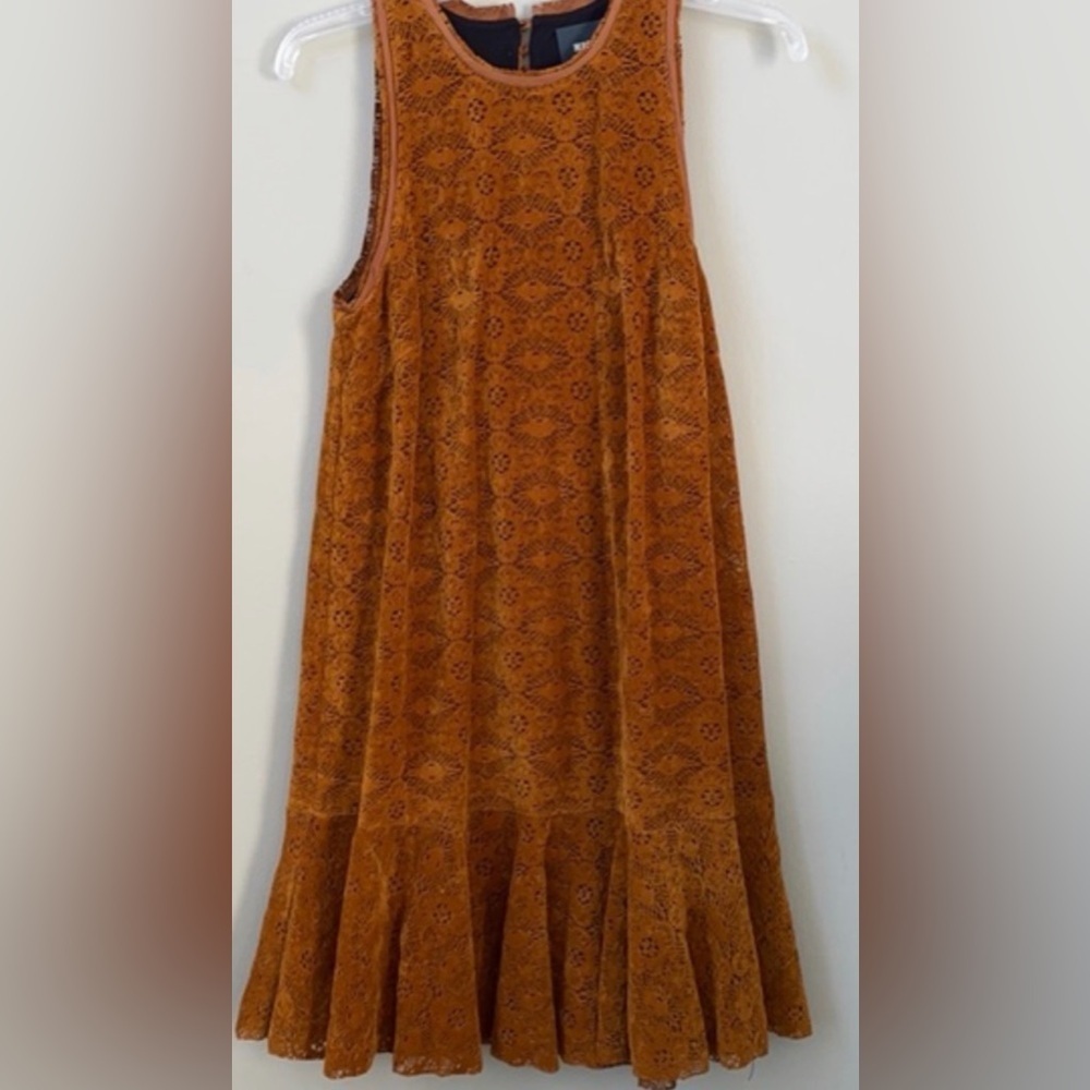 Anthropologie Maeve Amis Lace Velvet Mini Dress Size 10 - Picture 3 of 8